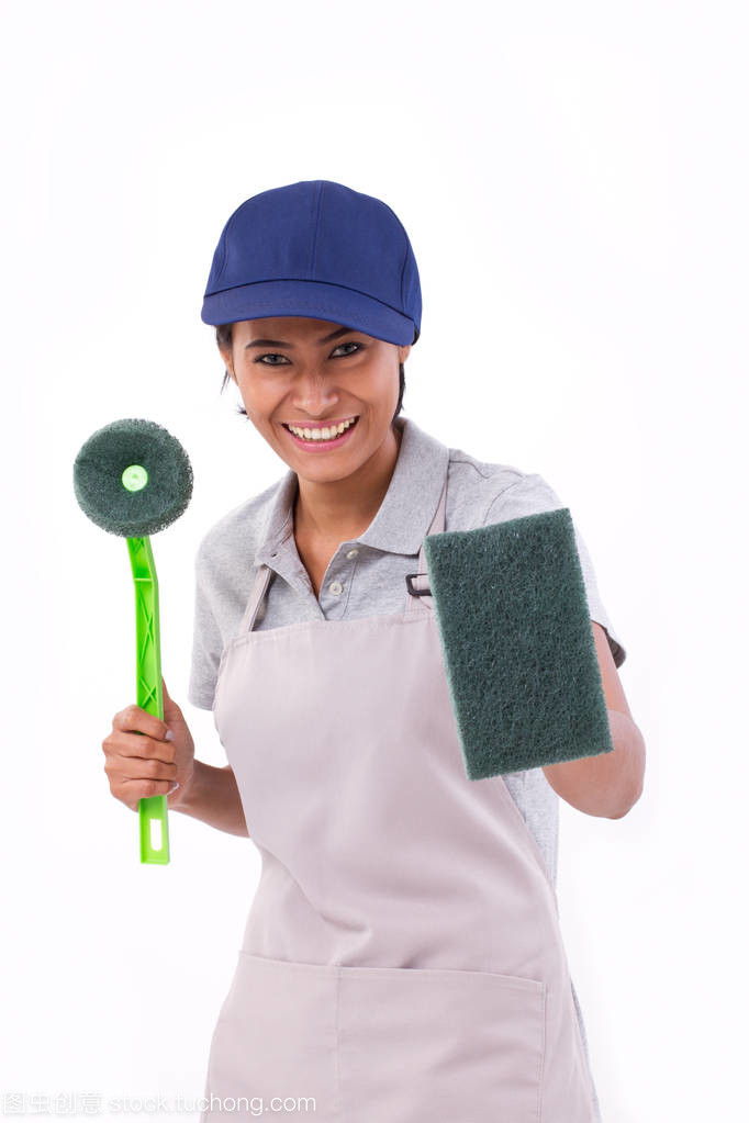 自信、 專業女清潔工隨時待命